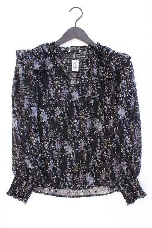 PIGALLE Chiffonbluse Gr. M mit Blumenmuster Langarm schwarz aus Polyester