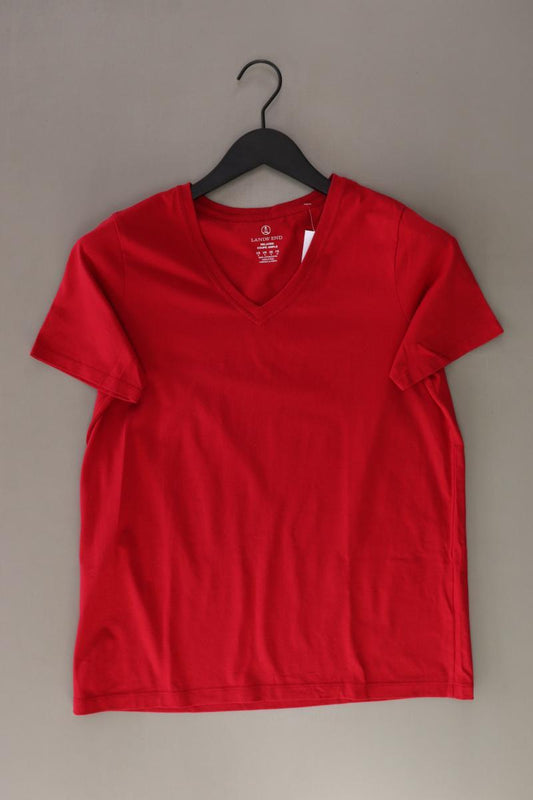 Lands' End Shirt mit V-Ausschnitt Gr. S Kurzarm rot aus Baumwolle