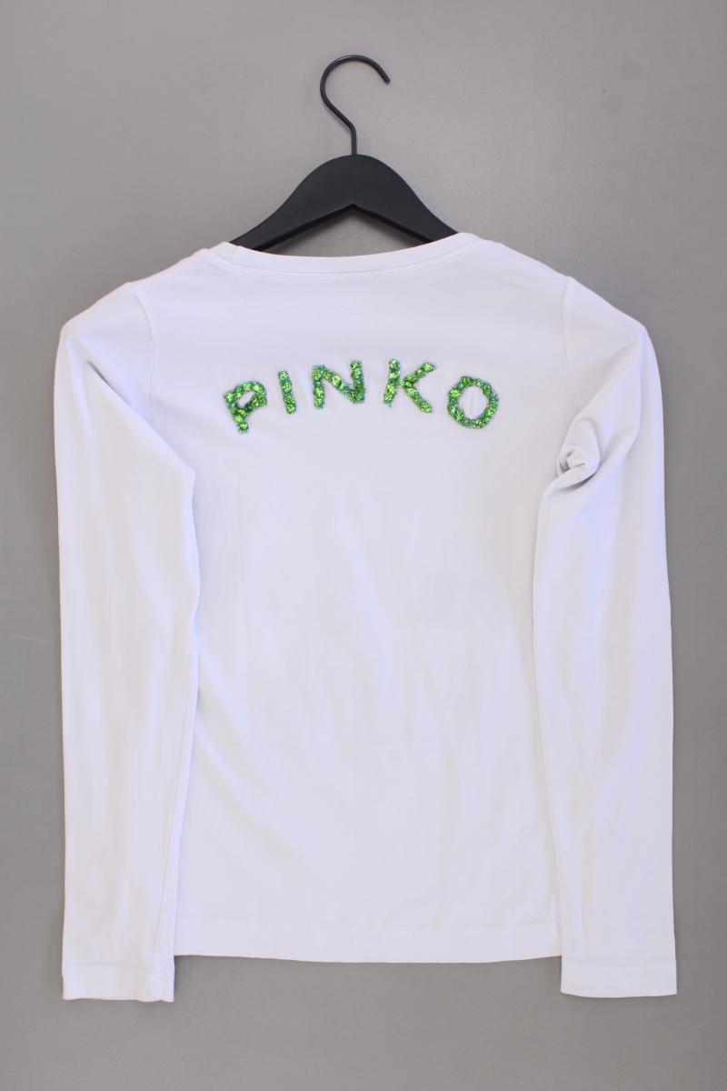 PINKO Printshirt Gr. M Langarm mit Pailletten weiß aus Baumwolle