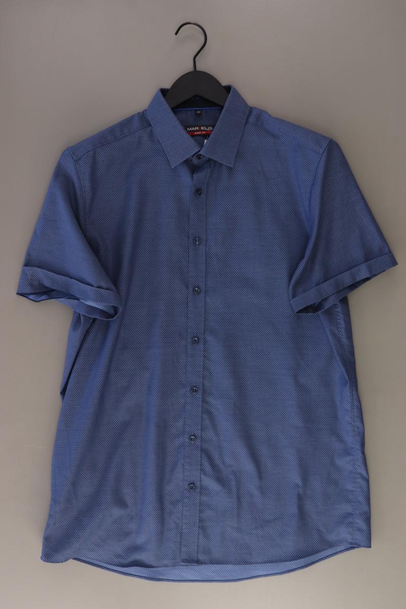 MARVELIS Kurzarmhemd für Herren Gr. Hemdgröße 43 blau aus Baumwolle