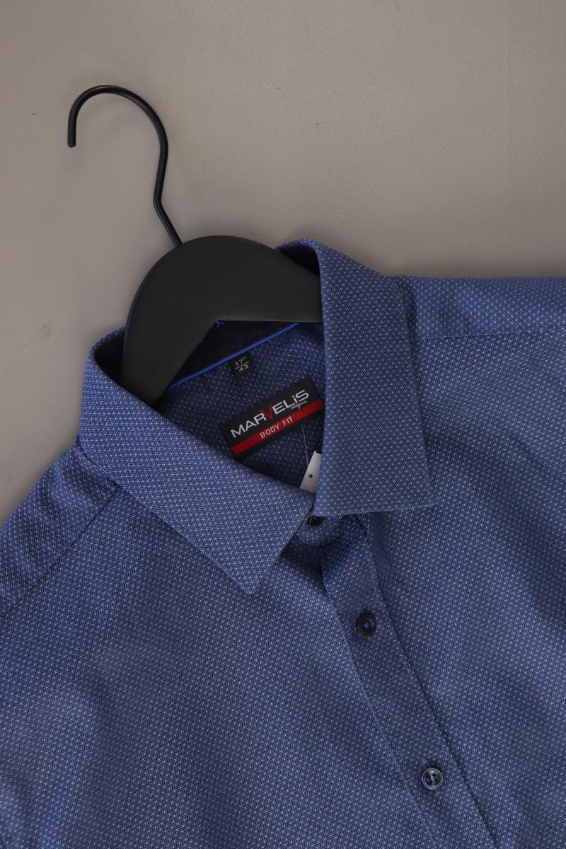 MARVELIS Kurzarmhemd für Herren Gr. Hemdgröße 43 blau aus Baumwolle