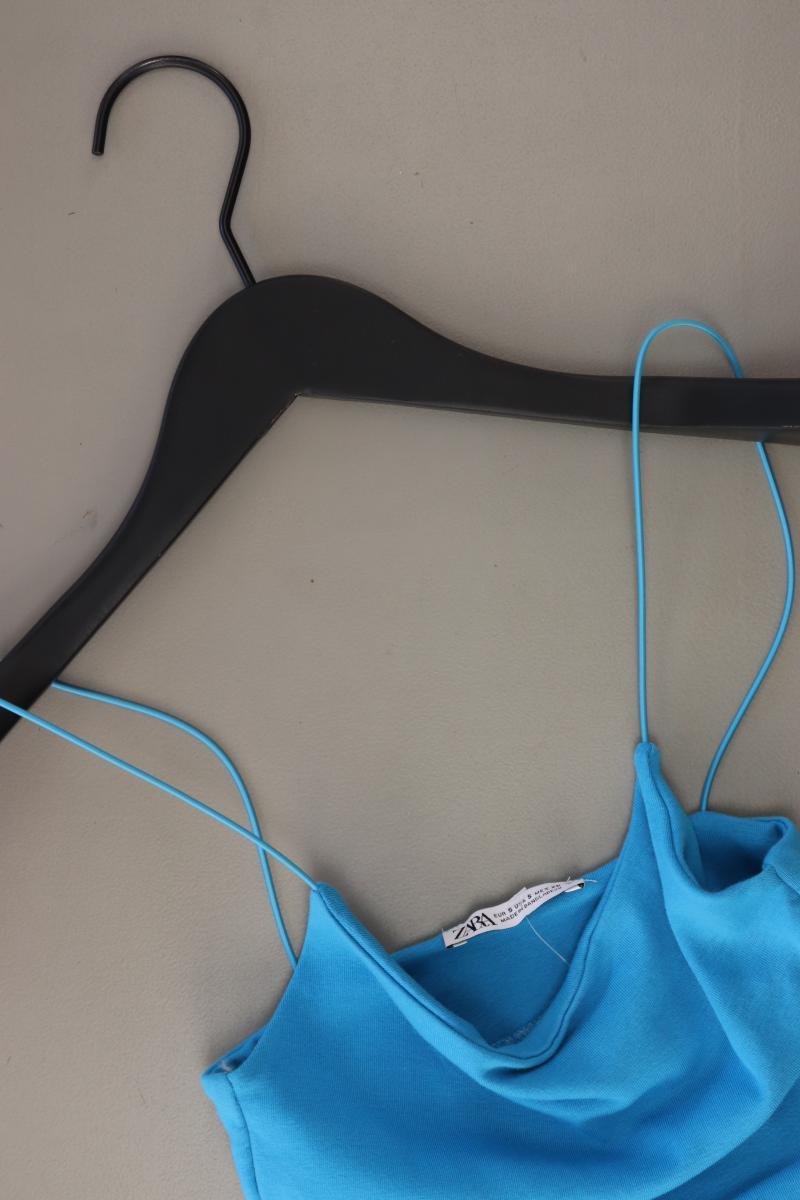 Zara Schlauchkleid Gr. S Träger blau aus Baumwolle