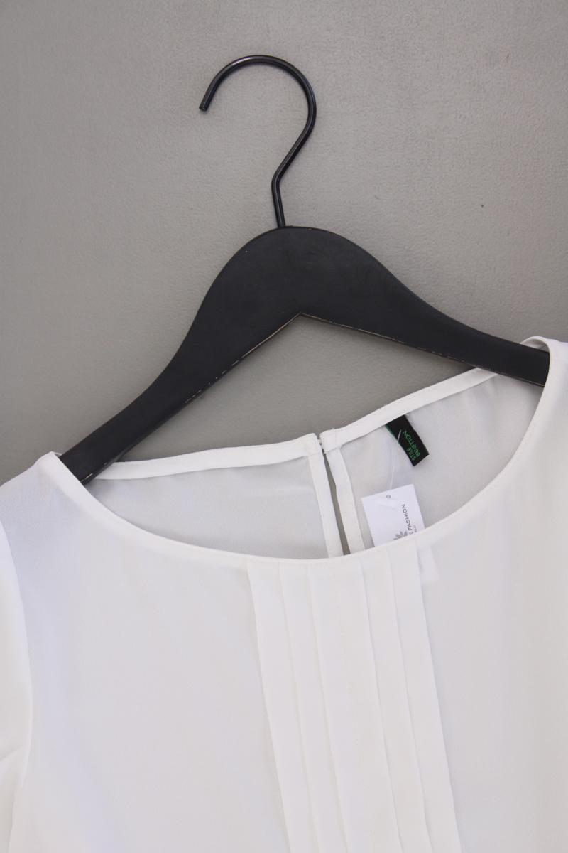 Benetton Chiffonbluse Gr. XS Kurzarm weiß aus Polyester