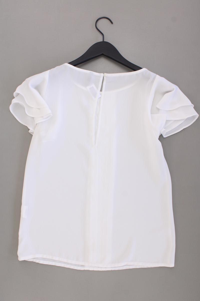 Benetton Chiffonbluse Gr. XS Kurzarm weiß aus Polyester