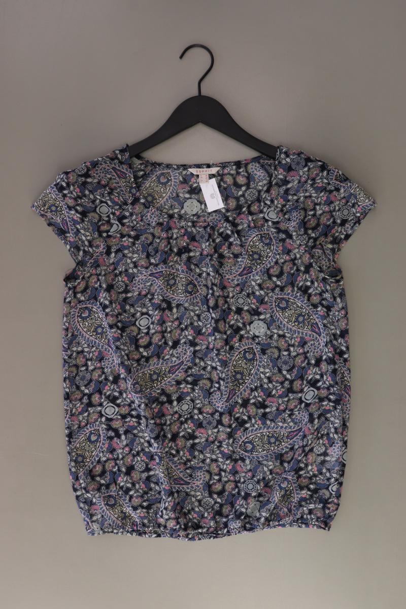 Esprit Kurzarmbluse Gr. 36 mit Paisleymuster blau aus Polyester