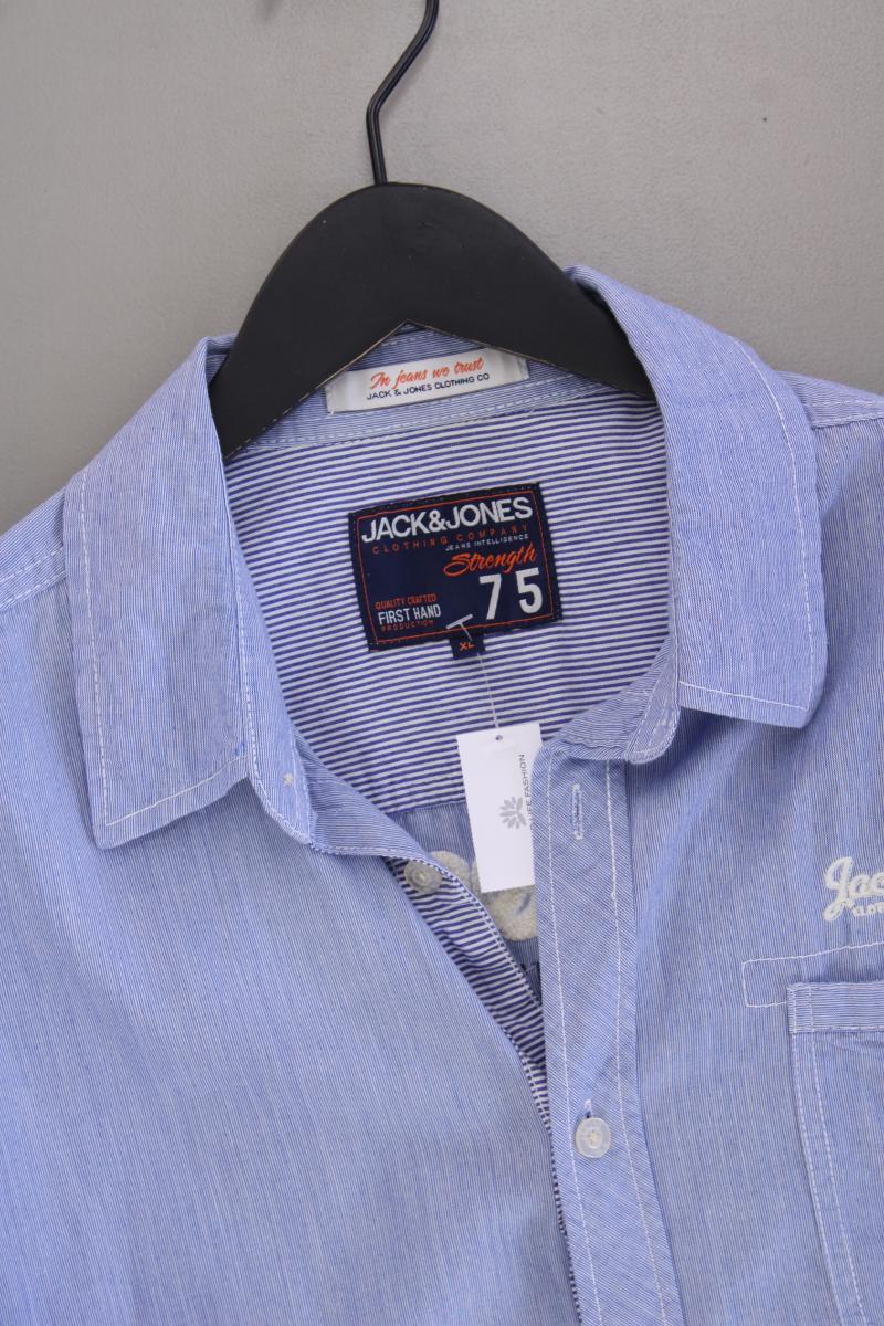 Jack & Jones Langarmhemd für Herren Gr. XL blau aus Baumwolle