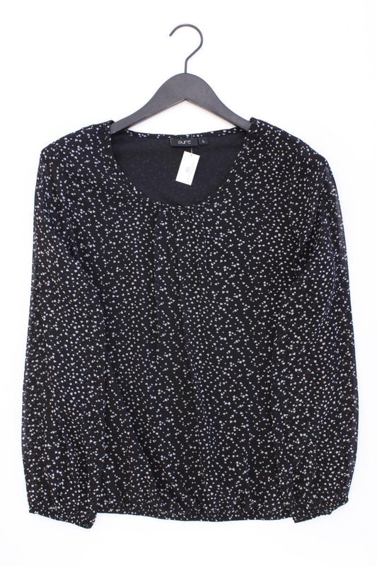 Sure Bluse mit Herzmuster Gr. L Langarm schwarz aus Polyester