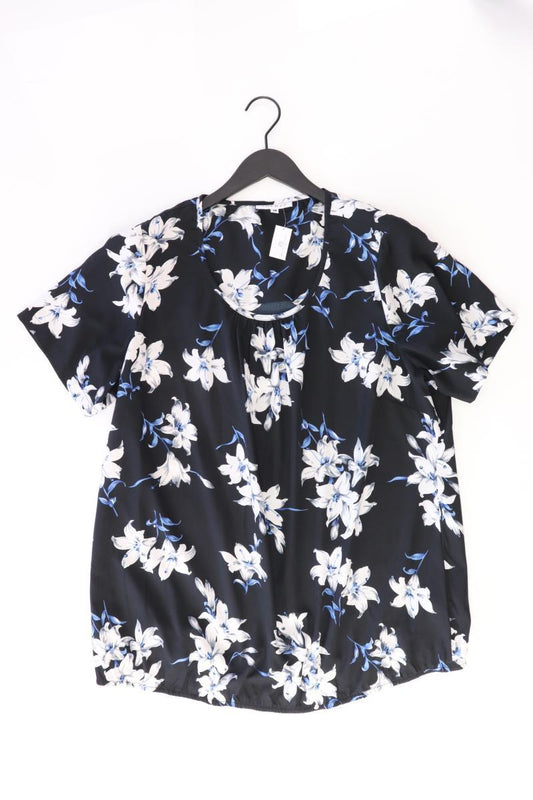 Zhenzi Kurzarmbluse Gr. XL mit Blumenmuster schwarz aus Polyester