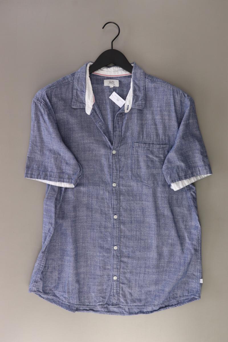QS by s.Oliver Kurzarmhemd für Herren Gr. XXL blau aus Baumwolle