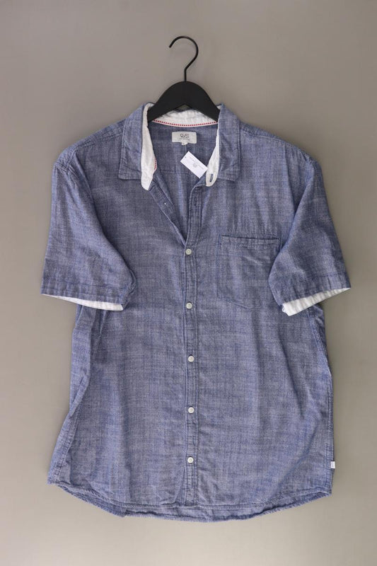 QS by s.Oliver Kurzarmhemd für Herren Gr. XXL blau aus Baumwolle