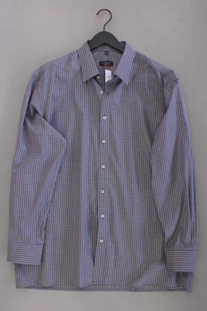 Eterna Karohemd für Herren Gr. Hemdgröße 45 kariert Langarm grau aus Baumwolle