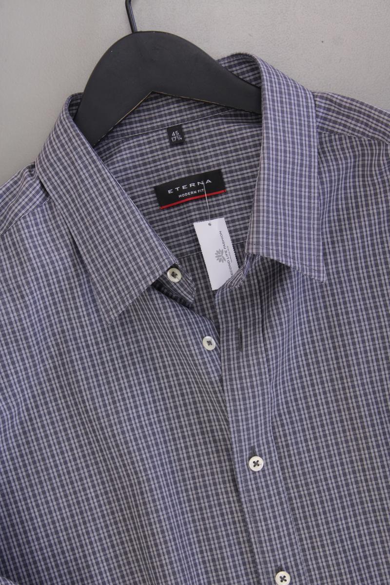 Eterna Karohemd für Herren Gr. Hemdgröße 45 kariert Langarm grau aus Baumwolle