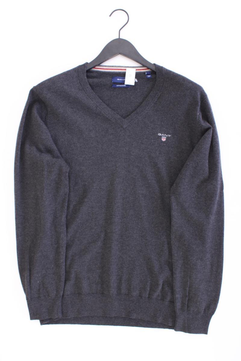 Gant Langarmpullover für Herren Gr. L grau aus Baumwolle