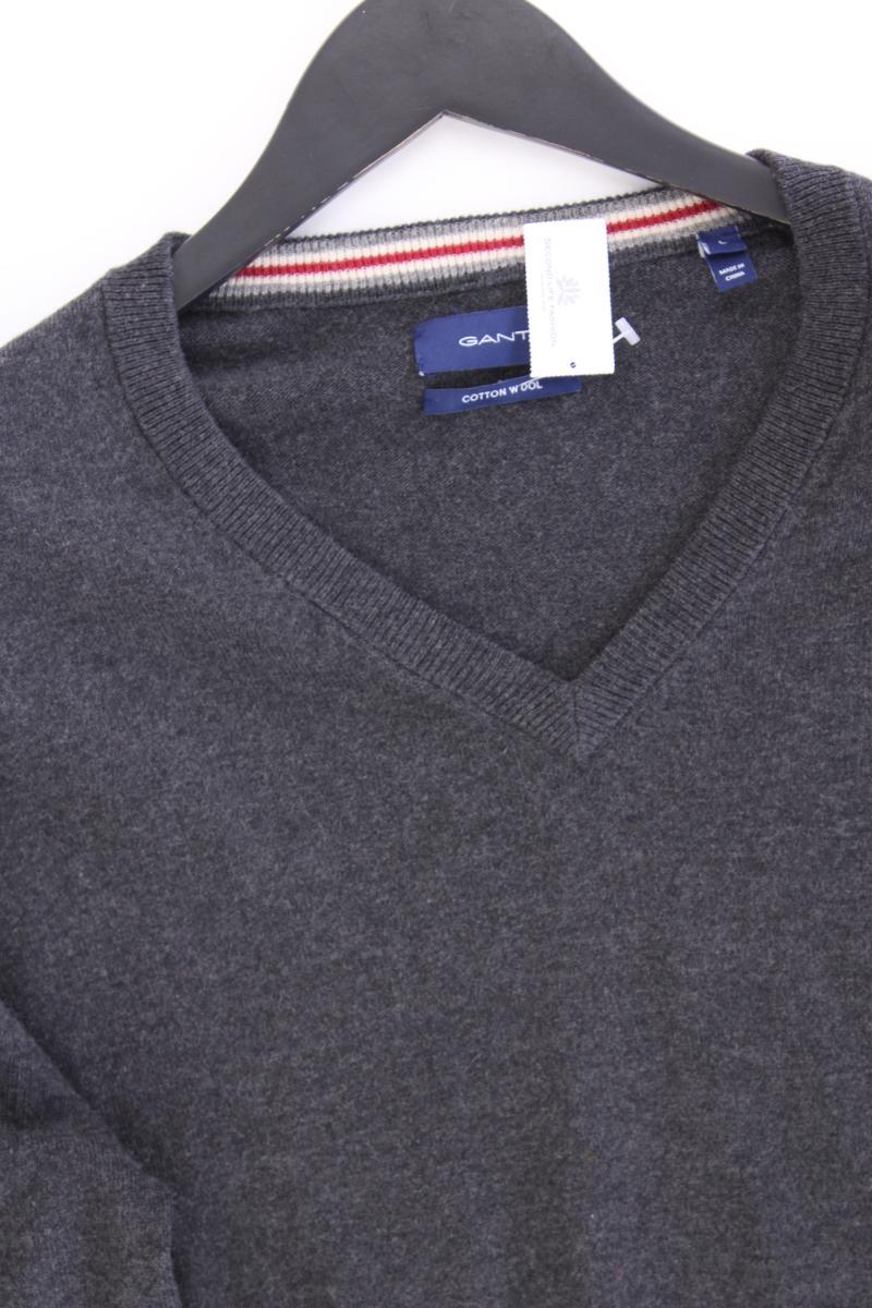 Gant Langarmpullover für Herren Gr. L grau aus Baumwolle