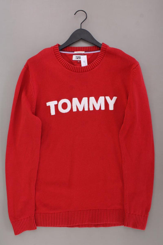 Tommy Jeans Feinstrickpullover für Herren Gr. L rot aus Baumwolle