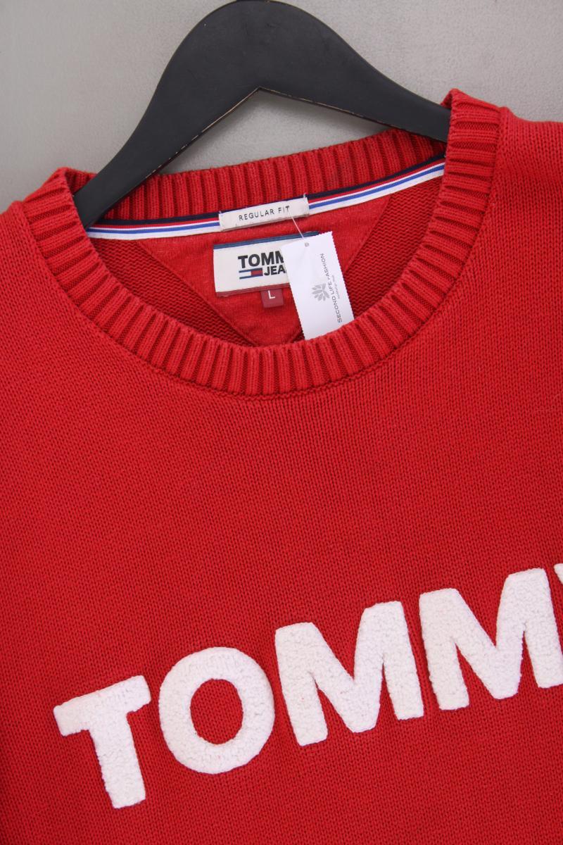 Tommy Jeans Feinstrickpullover für Herren Gr. L rot aus Baumwolle