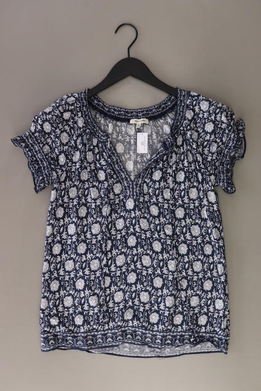 MAX STUDIO Kurzarmbluse Gr. S mit Blumenmuster blau aus Viskose