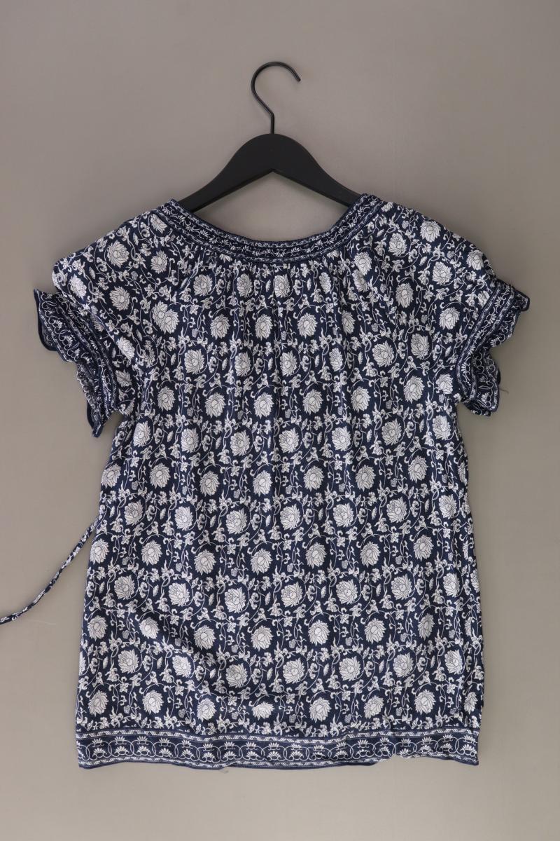 MAX STUDIO Kurzarmbluse Gr. S mit Blumenmuster blau aus Viskose