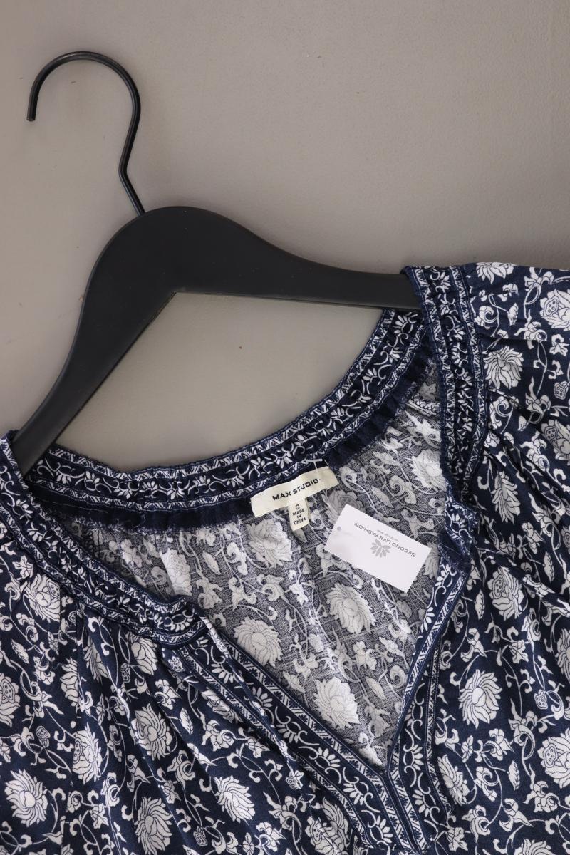 MAX STUDIO Kurzarmbluse Gr. S mit Blumenmuster blau aus Viskose