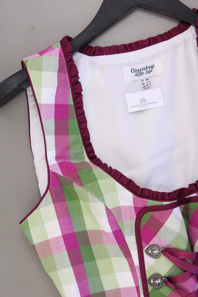 Country Life Dirndl Gr. 44 kariert Ärmellos lila aus Baumwolle