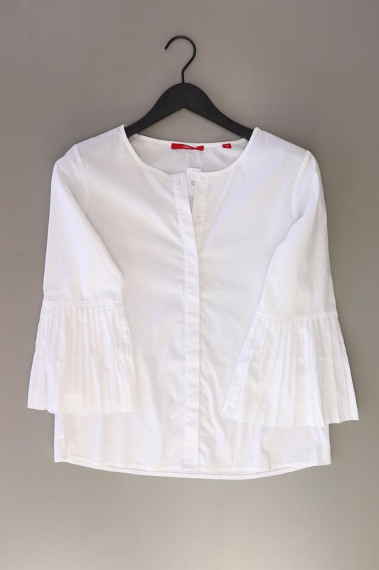 s.Oliver Regular Bluse Gr. 36 Trompetenärmel weiß aus Baumwolle