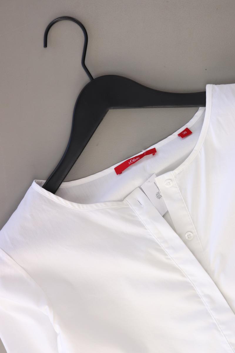 s.Oliver Regular Bluse Gr. 36 Trompetenärmel weiß aus Baumwolle