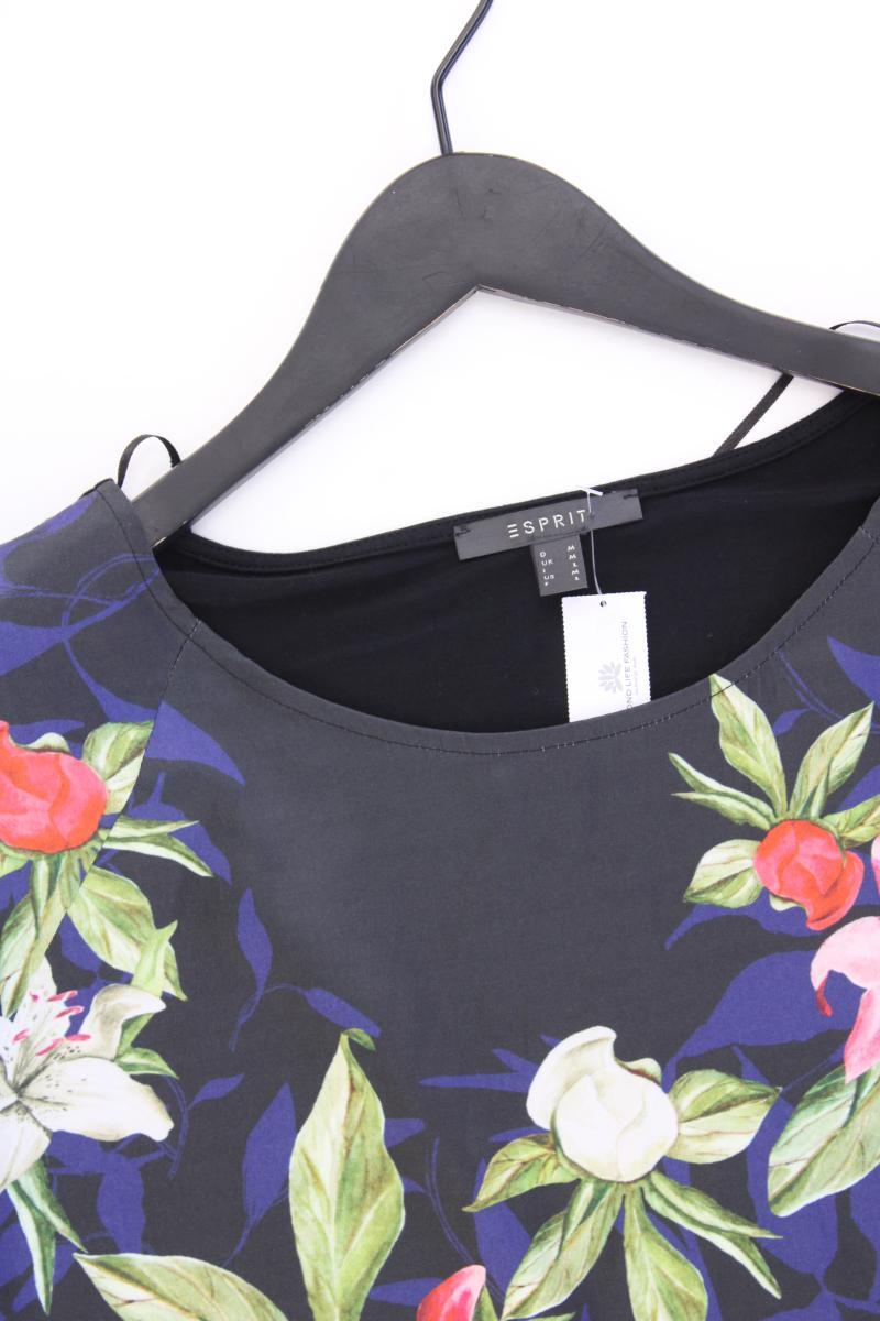 Esprit Kurzarmbluse Gr. M mit Blumenmuster schwarz aus Polyester