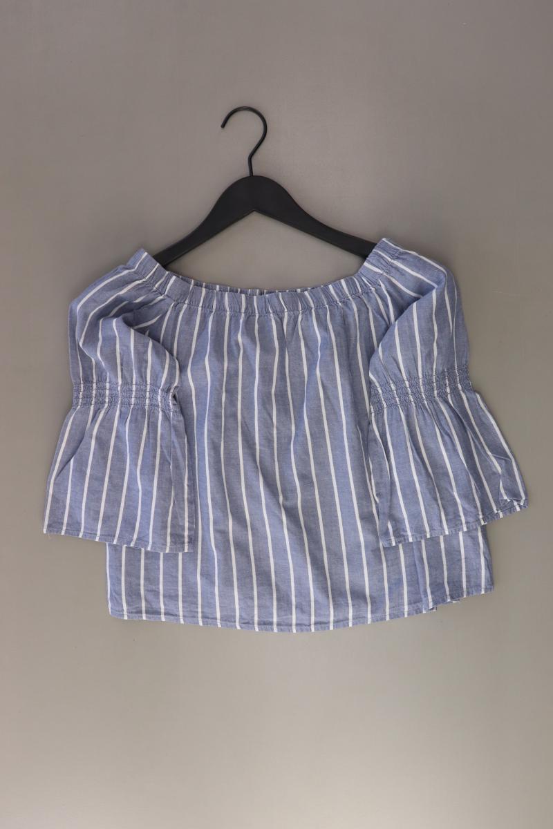Review Kurzarmbluse Gr. XS gestreift mit Carmen-Ausschnitt blau aus Baumwolle