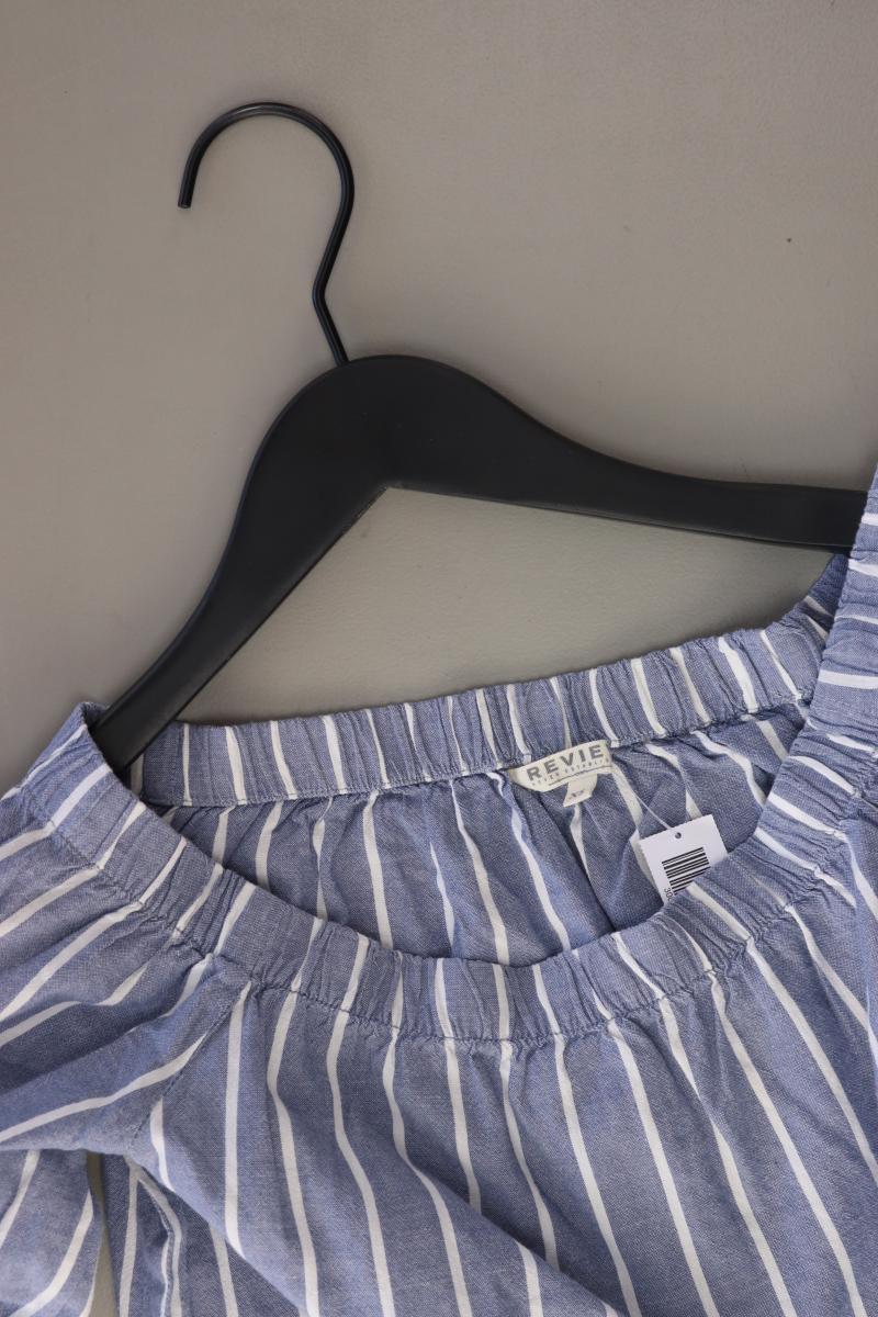 Review Kurzarmbluse Gr. XS gestreift mit Carmen-Ausschnitt blau aus Baumwolle