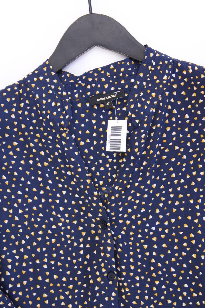 More&More Langarmbluse Gr. 42 geometrisches Muster blau aus Viskose