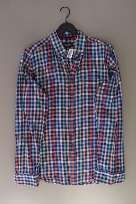 Casa Moda Leinenhemd für Herren Gr. XL kariert Langarm blau