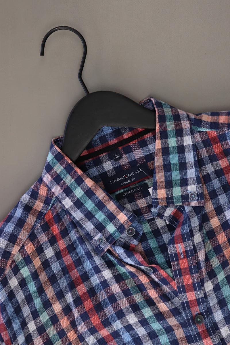 Casa Moda Leinenhemd für Herren Gr. XL kariert Langarm blau