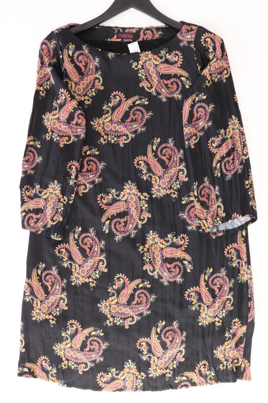 Langarmkleid Gr. 38 mit Paisleymuster schwarz aus Polyester