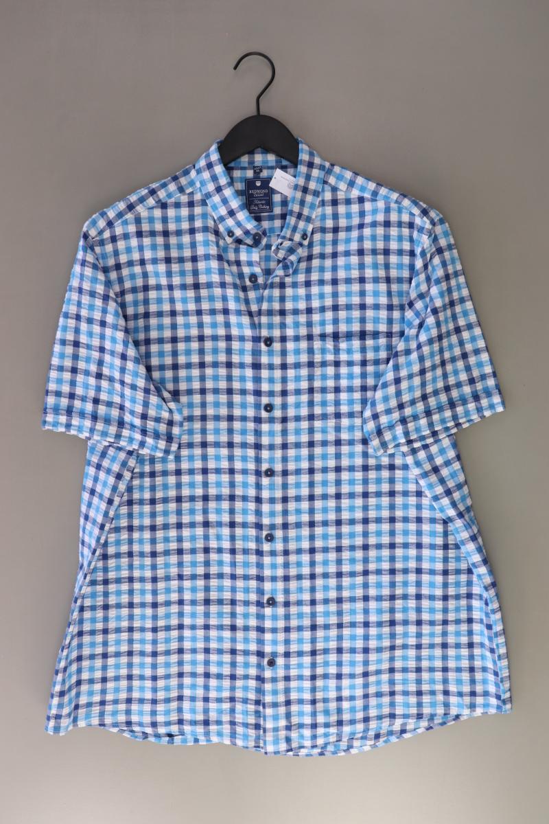Redmond Karohemd für Herren Gr. XL kariert Kurzarm blau aus Baumwolle