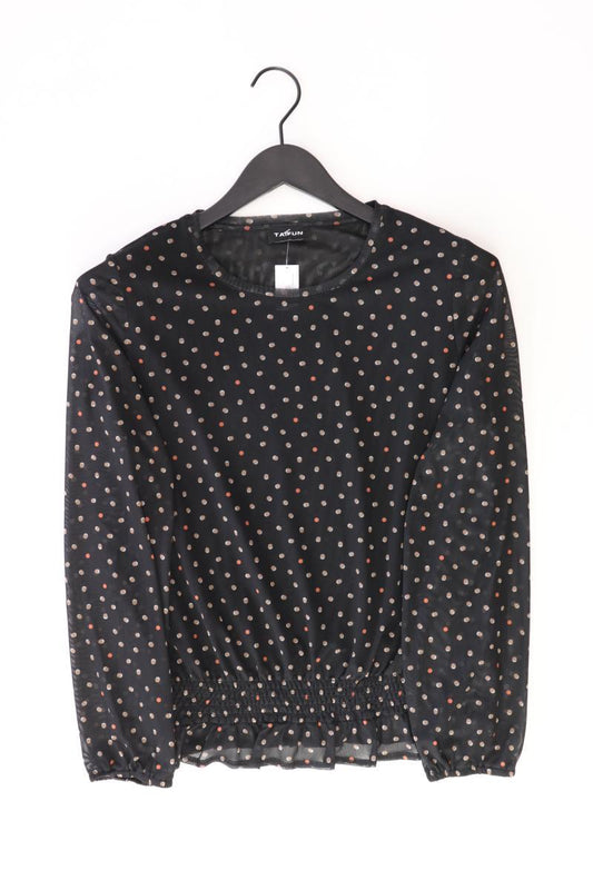 Taifun Chiffonbluse Gr. 38 gepunktet Langarm schwarz aus Polyester