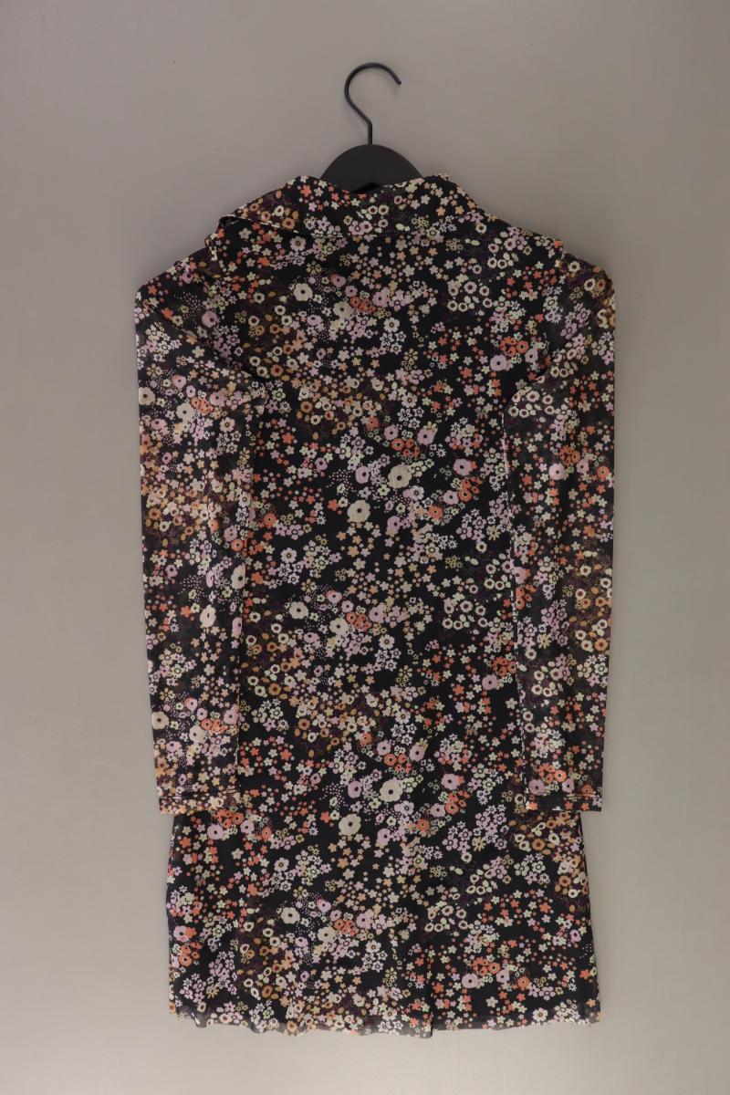 Stradivarius Polokleid Gr. S mit Blumenmuster 3/4 Ärmel schwarz aus Polyester