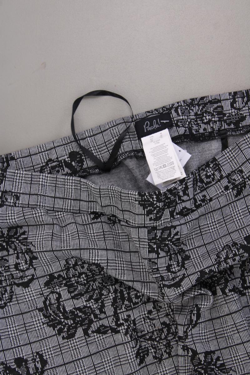 Paola Stretchhose Gr. 44 mit Blumenmuster grau aus Polyester