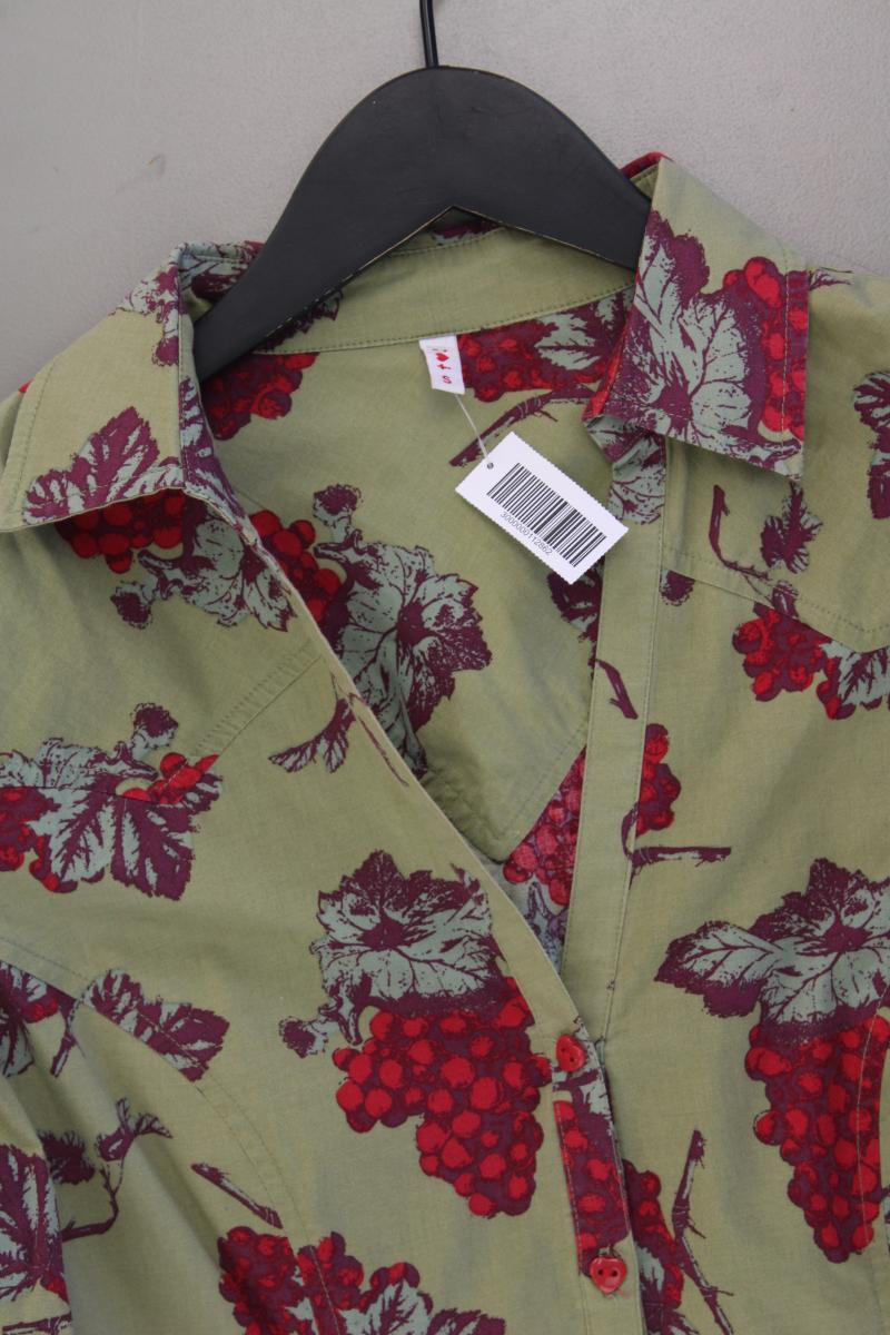 Blutsgeschwister Langarmbluse Gr. S mit Blumenmuster olivgrün aus Baumwolle