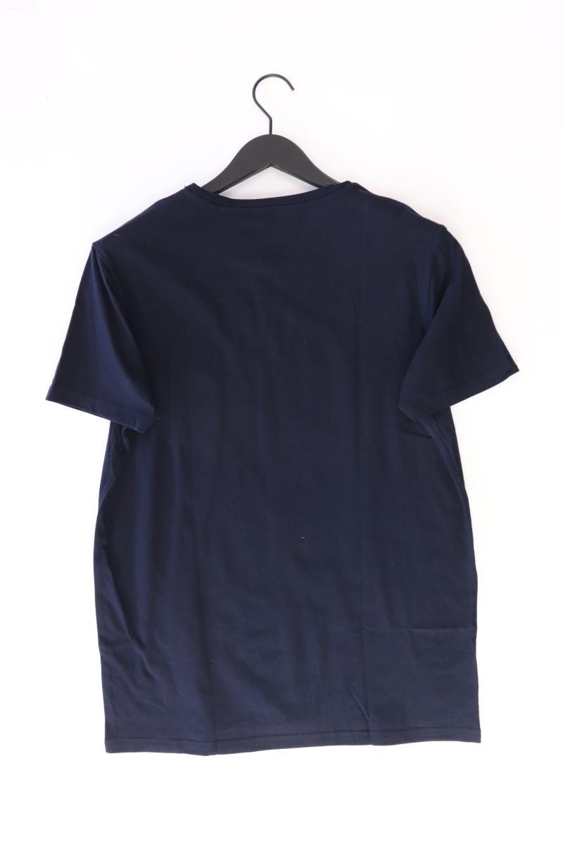 QS by s.Oliver Printshirt für Herren Gr. XL Kurzarm blau aus Baumwolle