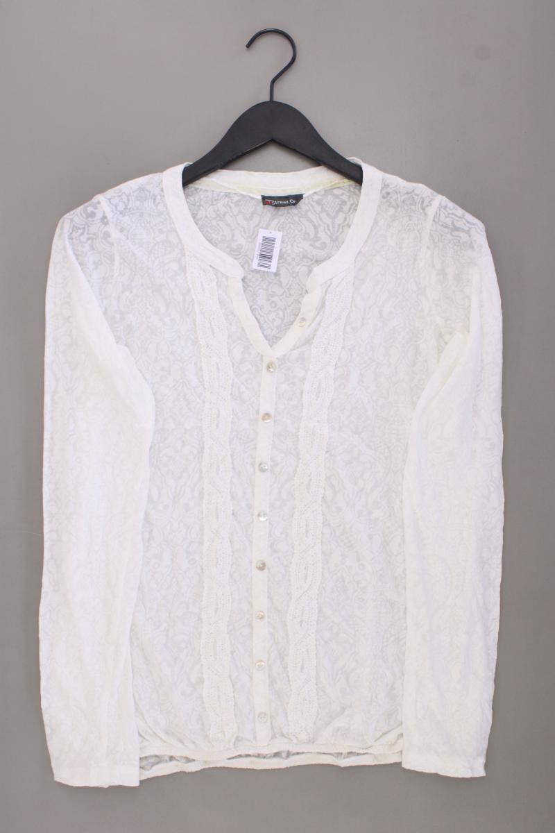 Street One Shirt mit V-Ausschnitt Gr. 38 Langarm creme aus Baumwolle