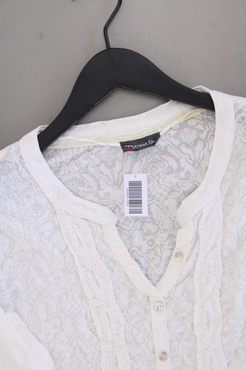 Street One Shirt mit V-Ausschnitt Gr. 38 Langarm creme aus Baumwolle