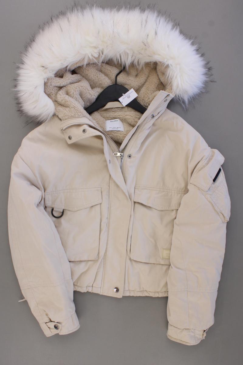 Bershka Kapuzenjacke Gr. S creme aus Polyacryl