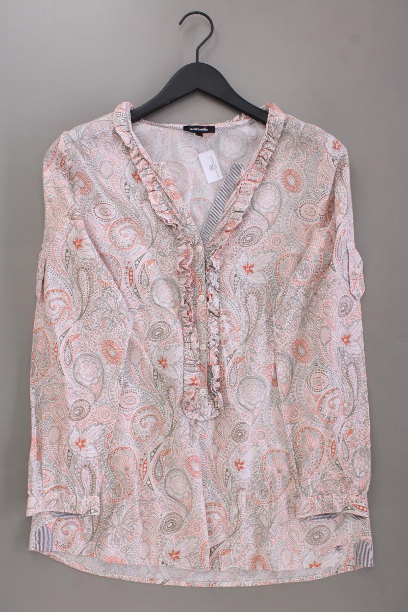 More&More Rüschenbluse Gr. 38 mit Paisleymuster Langarm rosa aus Baumwolle