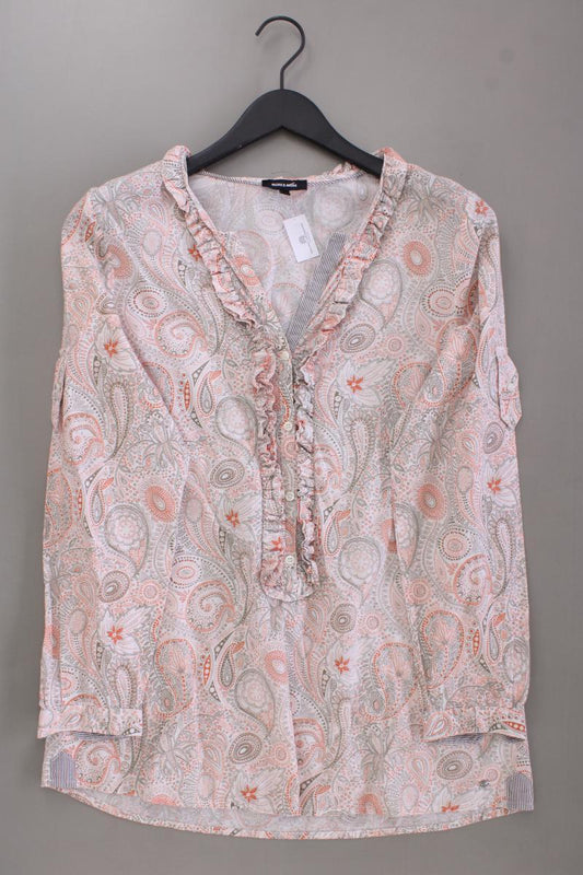 More&More Rüschenbluse Gr. 38 mit Paisleymuster Langarm rosa aus Baumwolle