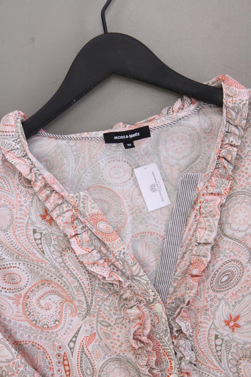 More&More Rüschenbluse Gr. 38 mit Paisleymuster Langarm rosa aus Baumwolle