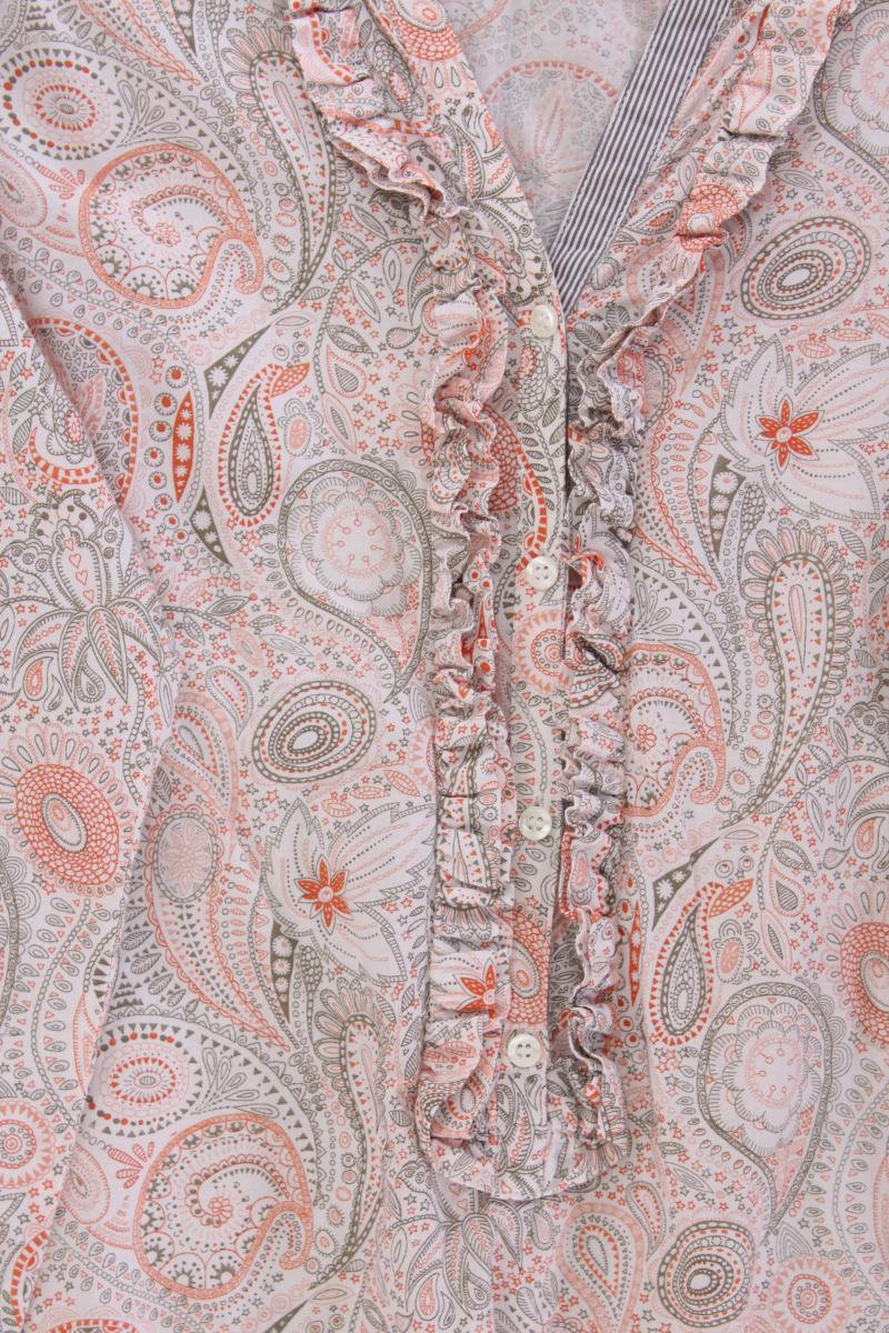 More&More Rüschenbluse Gr. 38 mit Paisleymuster Langarm rosa aus Baumwolle
