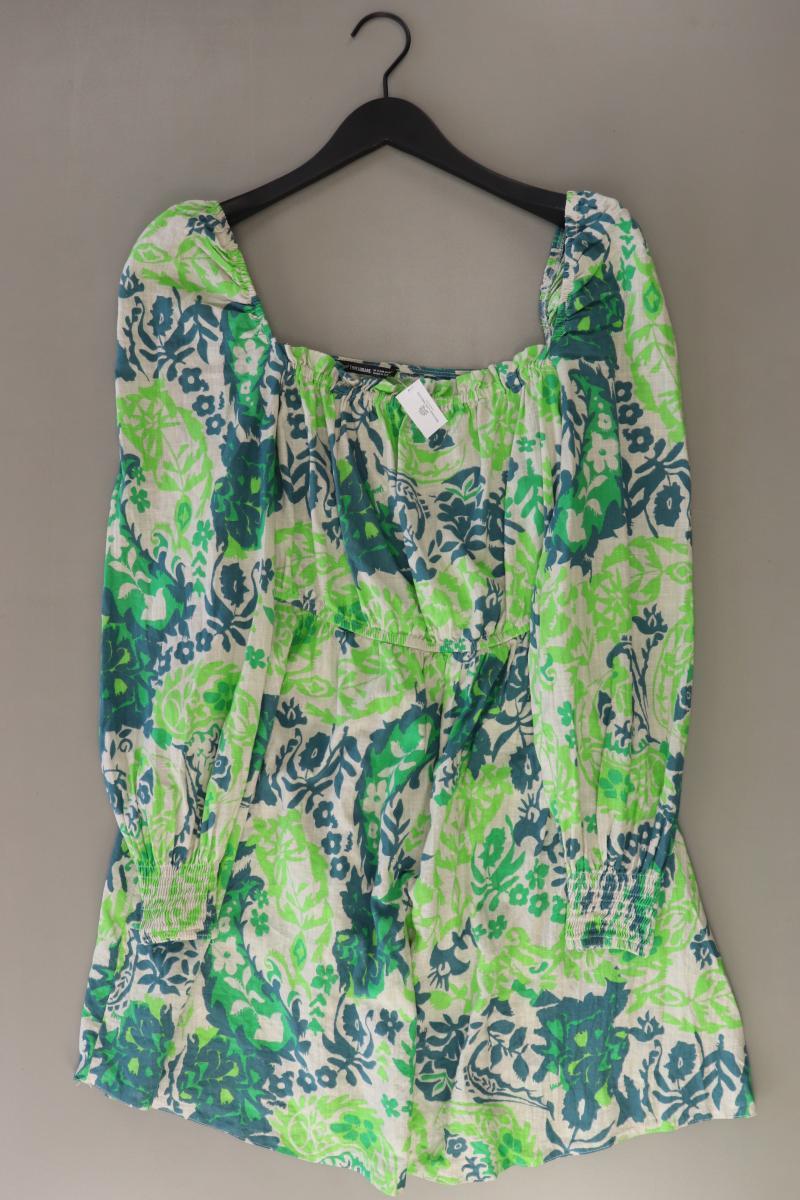 Threadbare Langarmkleid Gr. 40 mit Carmen-Ausschnitt grün aus Leinen