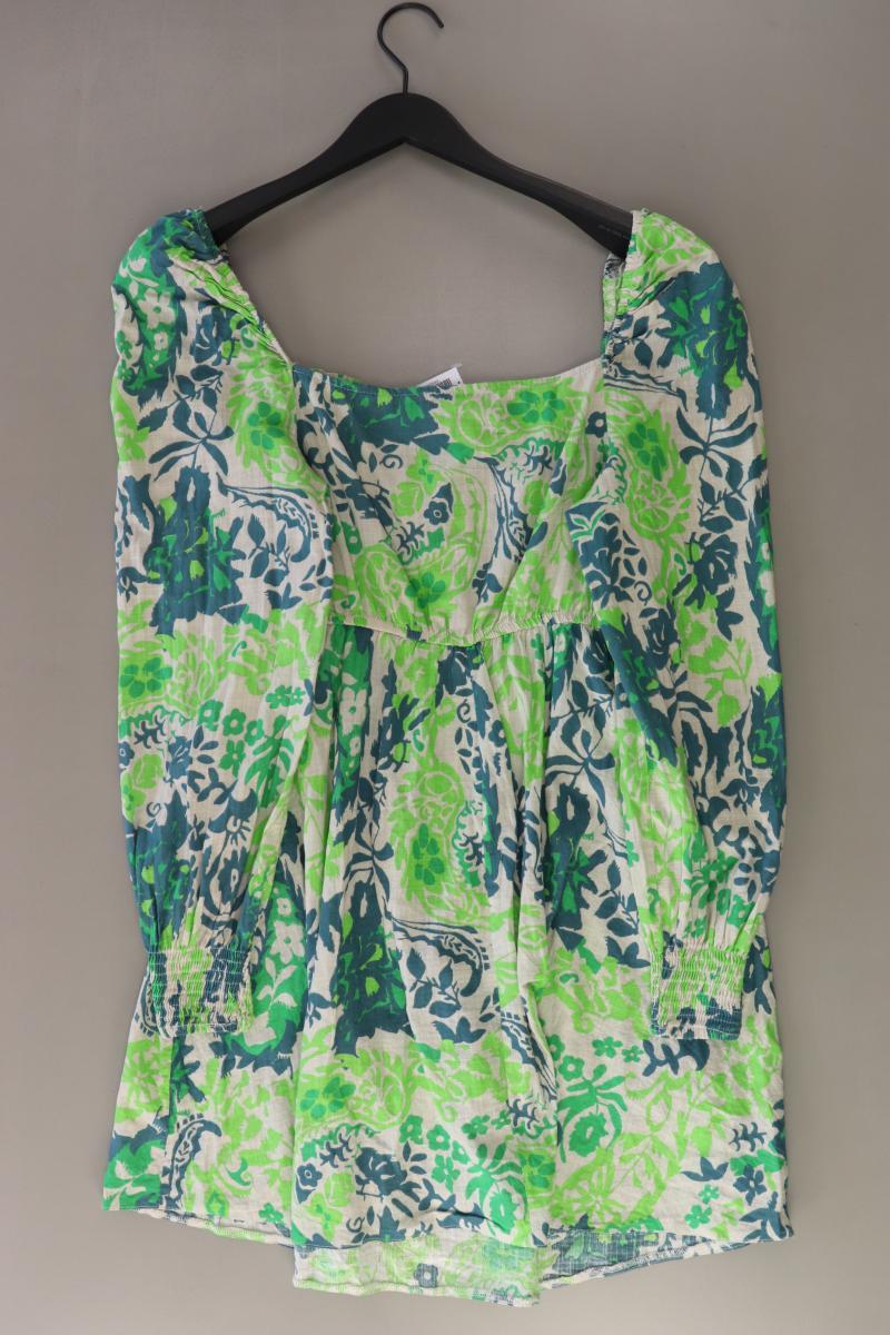 Threadbare Langarmkleid Gr. 40 mit Carmen-Ausschnitt grün aus Leinen