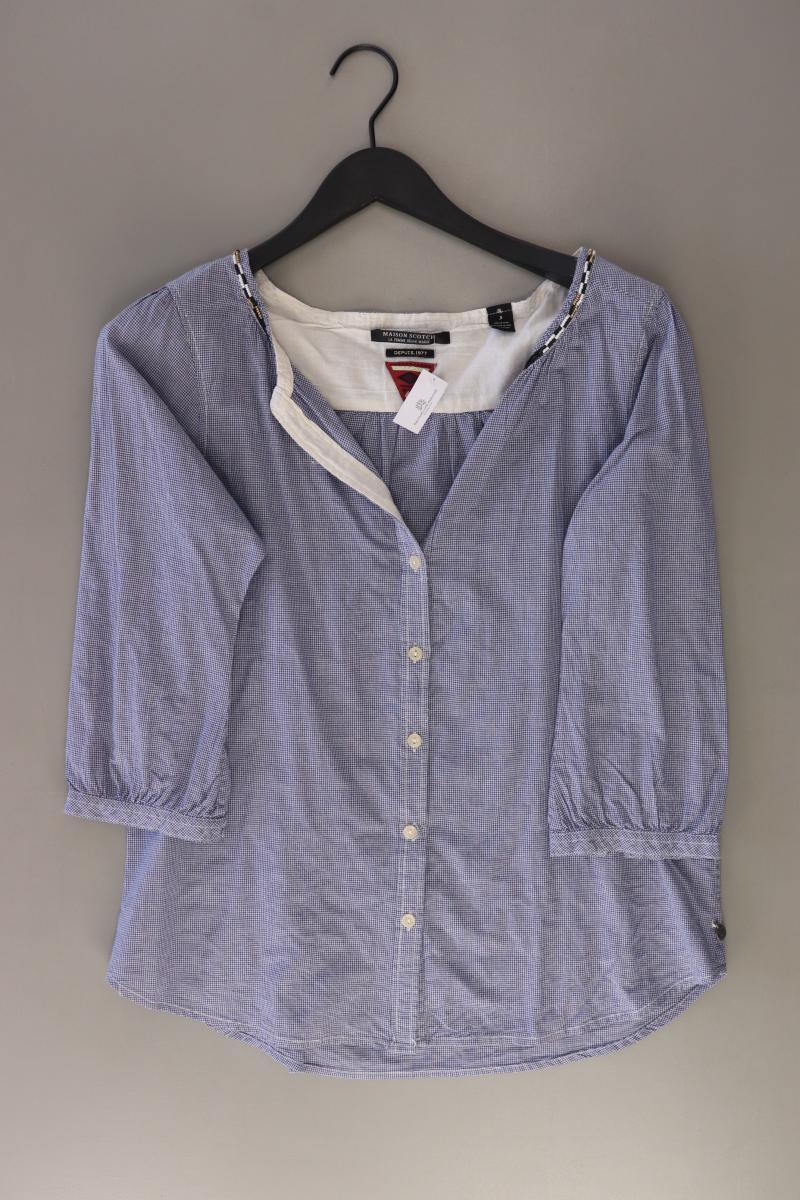 Maison Scotch Karobluse Gr. 40 kariert 3/4 Ärmel blau aus Baumwolle