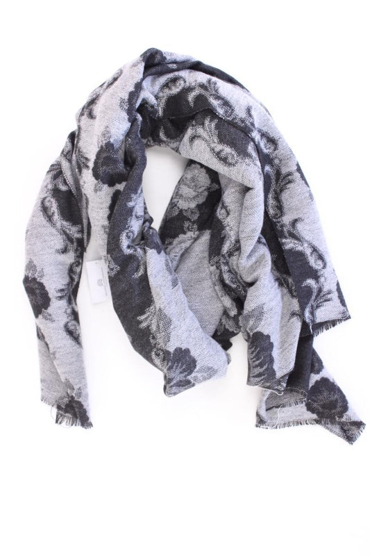 Schal mit Blumenmuster grau
